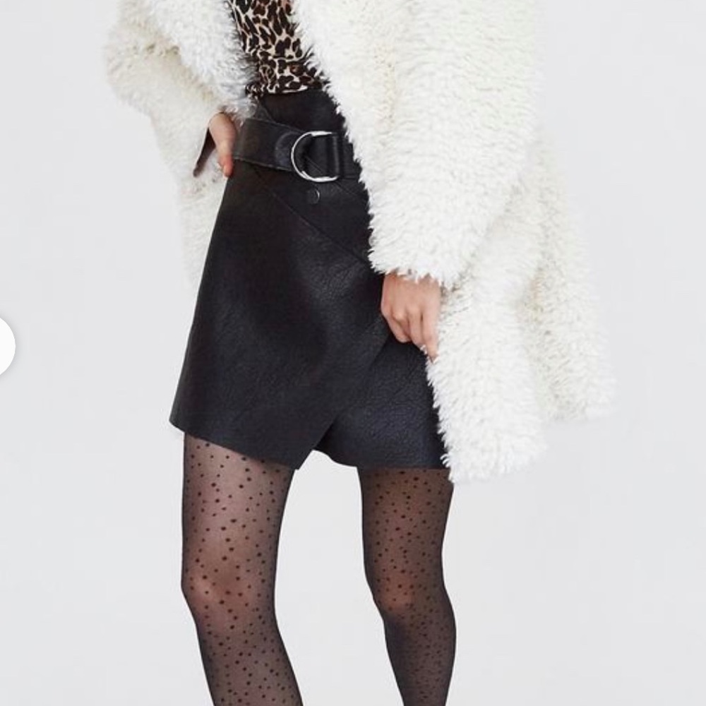Zara Faux Leather Wrap Skirt